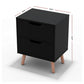 Reno Bedside Tables Nightstand with 2 Drawers - Black