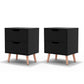 Set of 2 Reno Bedside Tables with 2 Drawers - Black