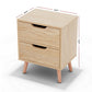 Reno Bedside Tables Nightstand with 2 Drawers - Pine