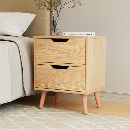 Reno Bedside Tables Nightstand with 2 Drawers - Pine