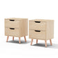 Set of 2 Reno Bedside Tables with 2 Drawers - Pine