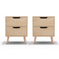 Set of 2 Reno Bedside Tables with 2 Drawers - Pine