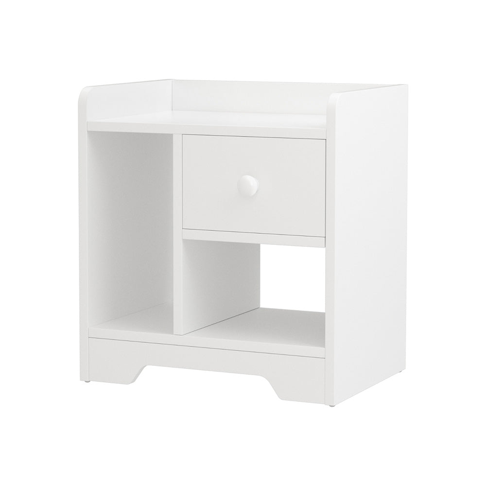 Lyra Bedside Tables Drawer Nightstand Side End Table Storage Open Shelf - White