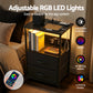 Nilo Bedside Tables LED Nightstand Charging Station Foldable with 2 Drawers - Black