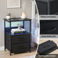 Nilo Bedside Tables LED Nightstand Charging Station Foldable with 2 Drawers - Black