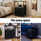 Nilo Bedside Tables LED Nightstand Charging Station Foldable with 2 Drawers - Black
