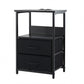 Nilo Bedside Tables LED Nightstand Charging Station Foldable with 2 Drawers - Black