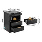 Cobourg LED Nightstand Bedside Table Charging Station with 2 Drawers - Black