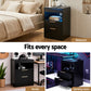 Cobourg LED Nightstand Bedside Table Charging Station with 2 Drawers - Black