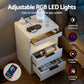 Cobourg LED Nightstand Bedside Table Charging Station with 2 Drawers - White