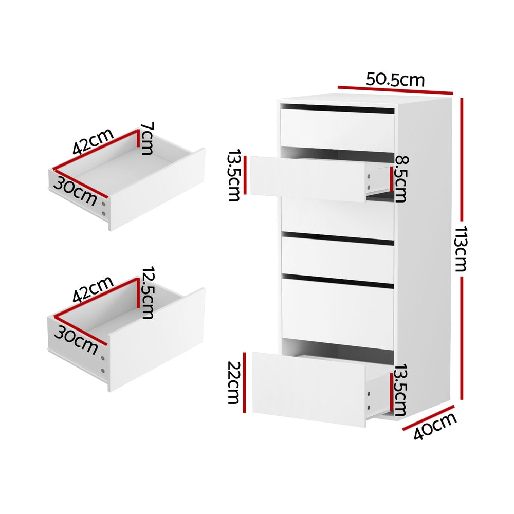 Artiss 6 Chest of Drawers Dresser Tallboy - White