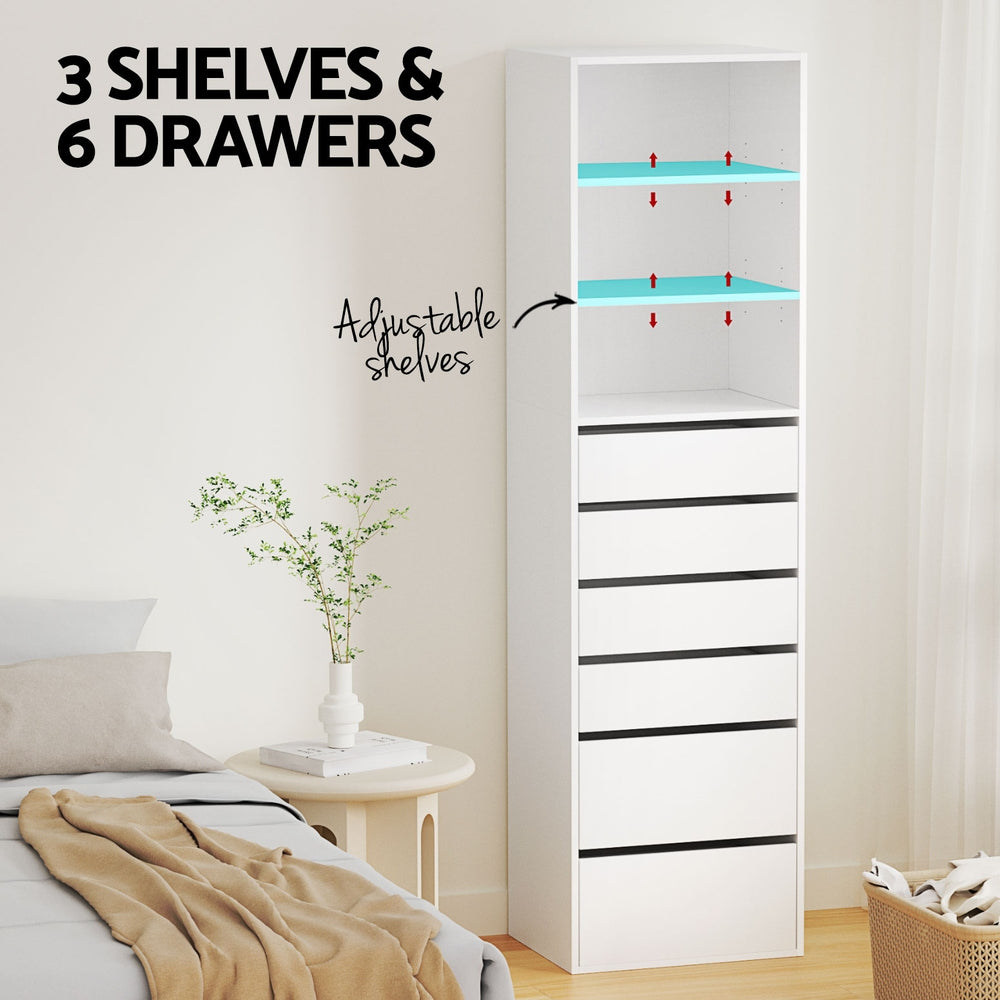 Artiss 6 Chest of Drawers Tallboy Cabinet - White