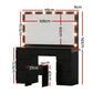 Dressing Table Vanity Desk Set Stool 12 Led Bulbs - Black