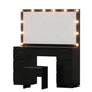 Dressing Table Vanity Desk Set Stool 12 Led Bulbs - Black