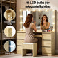 Dressing Table Vanity Desk Set Stool 12 Led Bulbs - Wood