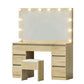 Dressing Table Vanity Desk Set Stool 12 Led Bulbs - Wood