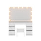 Dressing Table Vanity Desk Set Stool 12 Led Bulbs - White