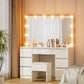 Dressing Table Vanity Desk Set Stool 12 Led Bulbs - White
