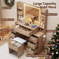 Dressing Table Vanity Desk Set Stool LED Charging Station - Wood