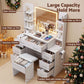Dressing Table Vanity Desk Set Stool LED Charging Station - White