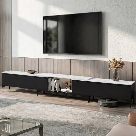 Yareli TV Cabinet Entertainment Unit Stand Extendable - Black
