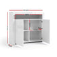 Set of 2 Soren Buffet Sideboard Cabinet LED Cupboard High-Gloss Storage Pantry - White