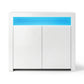 Set of 2 Soren Buffet Sideboard Cabinet LED Cupboard High-Gloss Storage Pantry - White