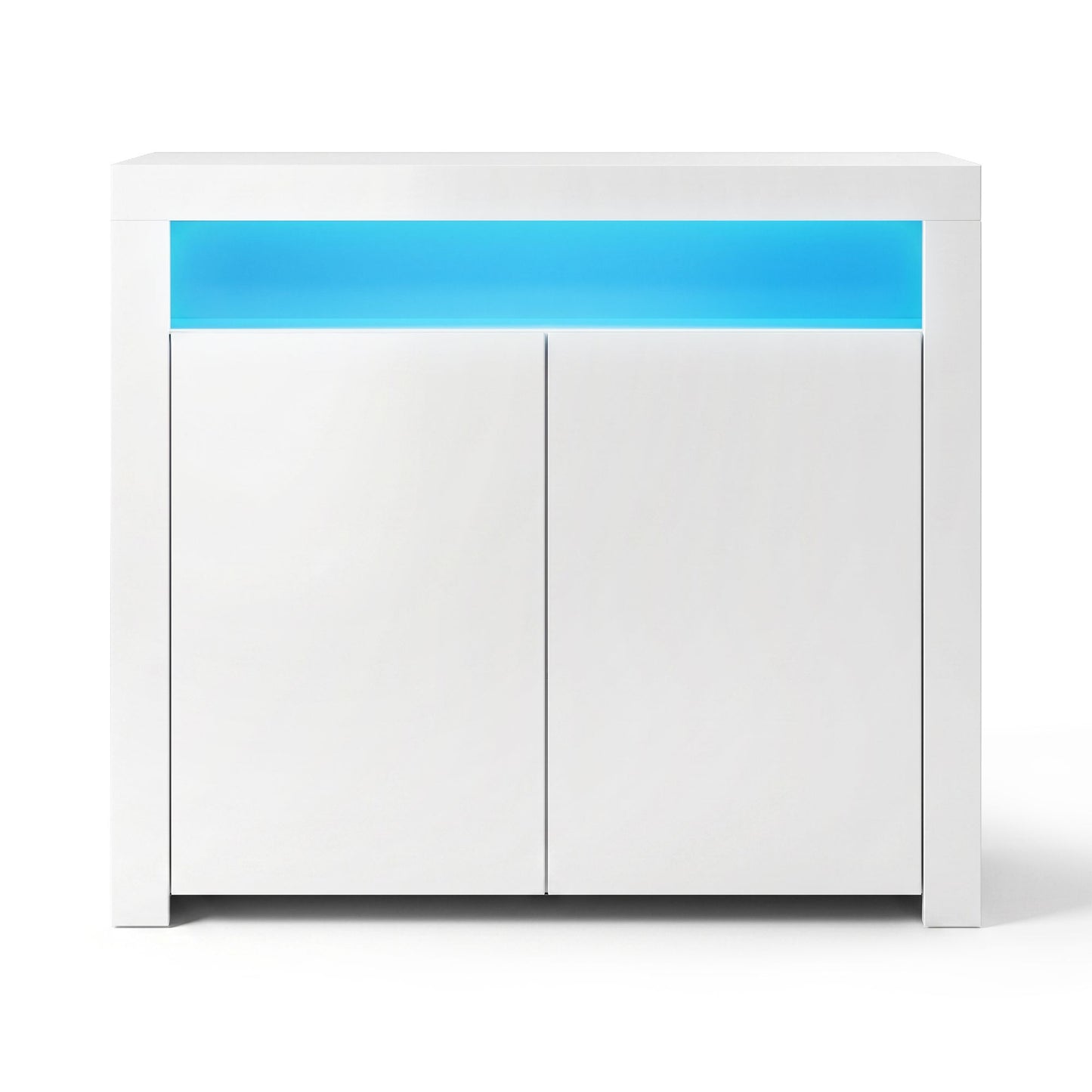 Set of 2 Soren Buffet Sideboard Cabinet LED Cupboard High-Gloss Storage Pantry - White
