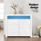 Set of 2 Soren Buffet Sideboard Cabinet LED Cupboard High-Gloss Storage Pantry - White