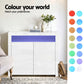 Set of 2 Soren Buffet Sideboard Cabinet LED Cupboard High-Gloss Storage Pantry - White