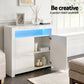 Set of 2 Soren Buffet Sideboard Cabinet LED Cupboard High-Gloss Storage Pantry - White