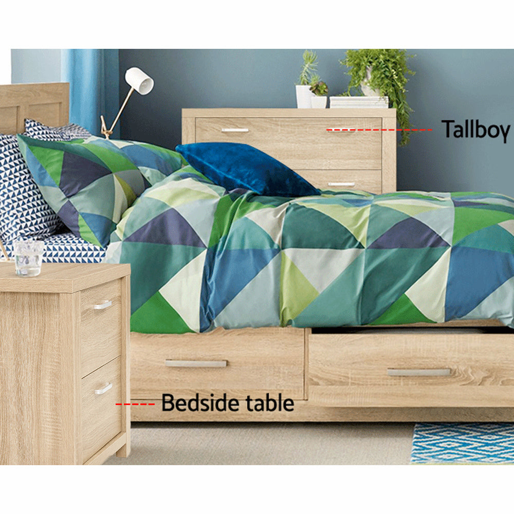 Set of 2 Gaspe Bedside Tables with 2 Drawers - Pine