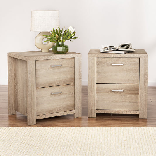 Set of 2 Gaspe Bedside Tables with 2 Drawers - Pine