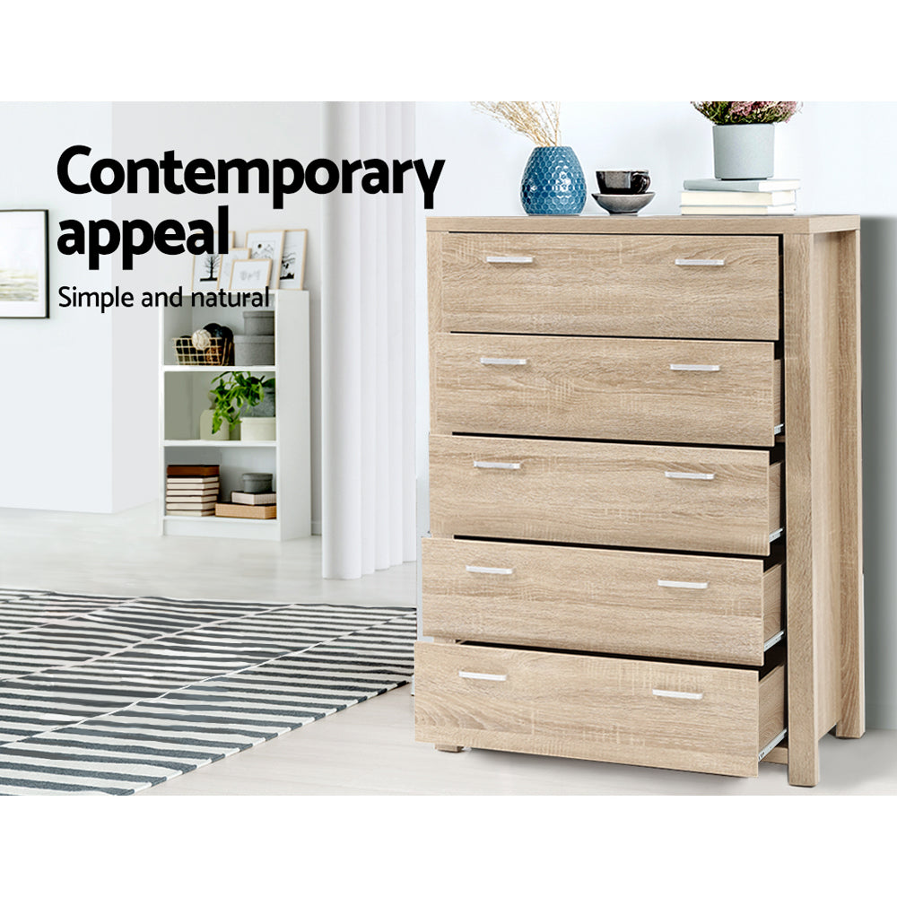 Artiss 5 Chest of Drawers - Pine