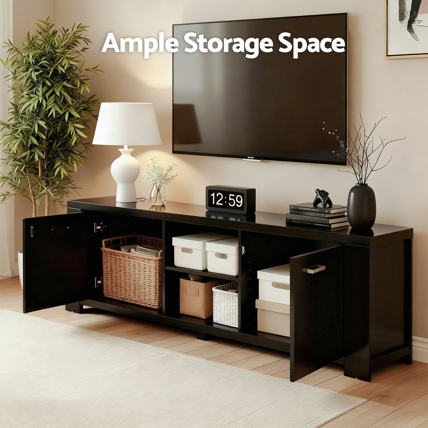 Zarela 160cm TV Cabinet Entertainment Unit - Black