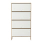 Artiss Narrow Shoe Cabinet Adjustable Shelves Flip-up Door White & Pine