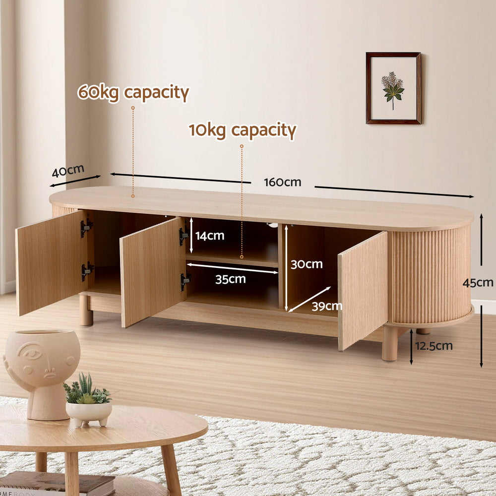 Yvaine 160cm TV Unit Entertainment Unit Storage Cabinet - Pine