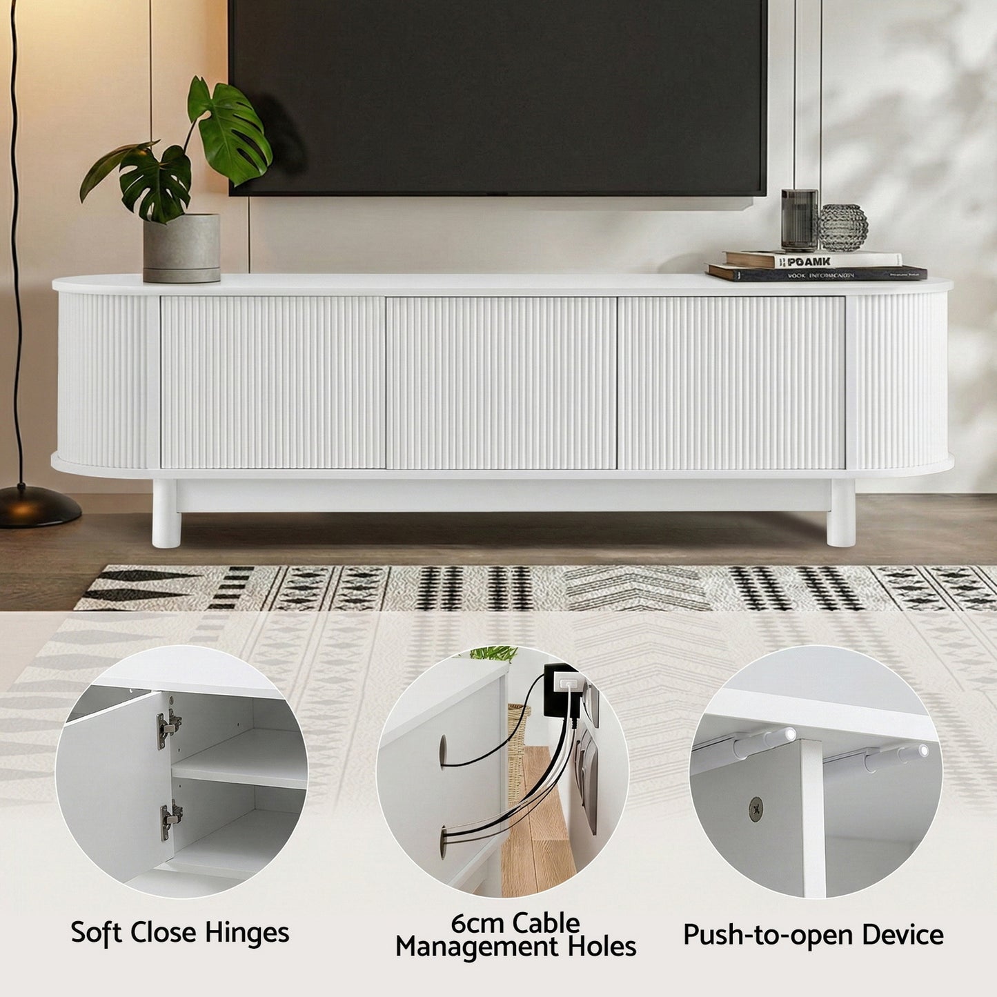 Yvaine 160cm TV Unit Entertainment Unit Storage Cabinet - White