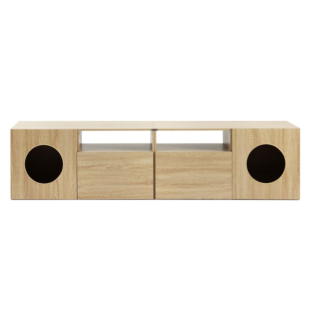 Monique 185CM TV Unit with Cat House Storage Cabinet - Pine