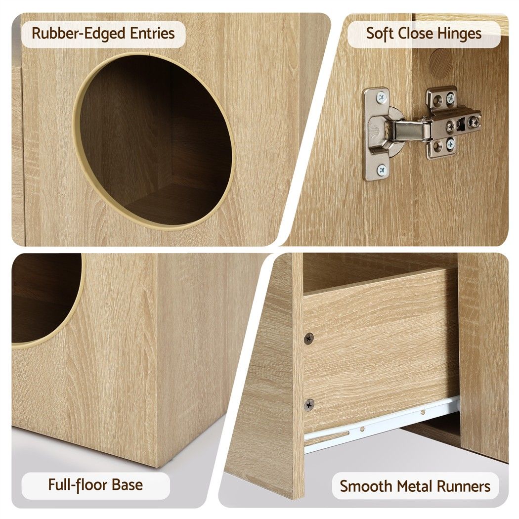 Monique 185CM TV Unit with Cat House Storage Cabinet - Pine