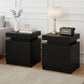 Set of 2 Laval Bedside Tables Lift-up Storage with 2 Drawers - Black