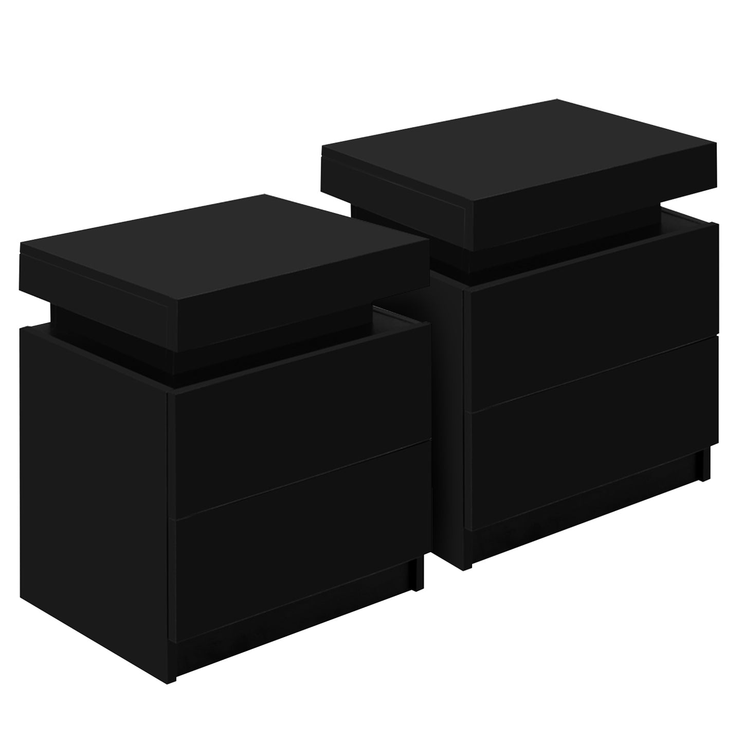 Set of 2 Laval Bedside Tables Lift-up Storage with 2 Drawers - Black