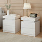 Set of 2 Laval Bedside Tables Lift-up Storage with 2 Drawers - White