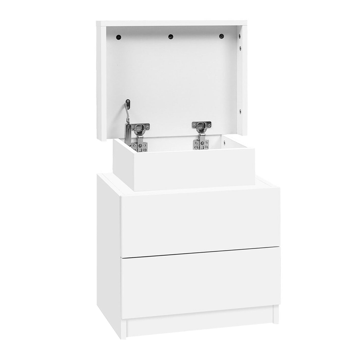 Set of 2 Laval Bedside Tables Lift-up Storage with 2 Drawers - White