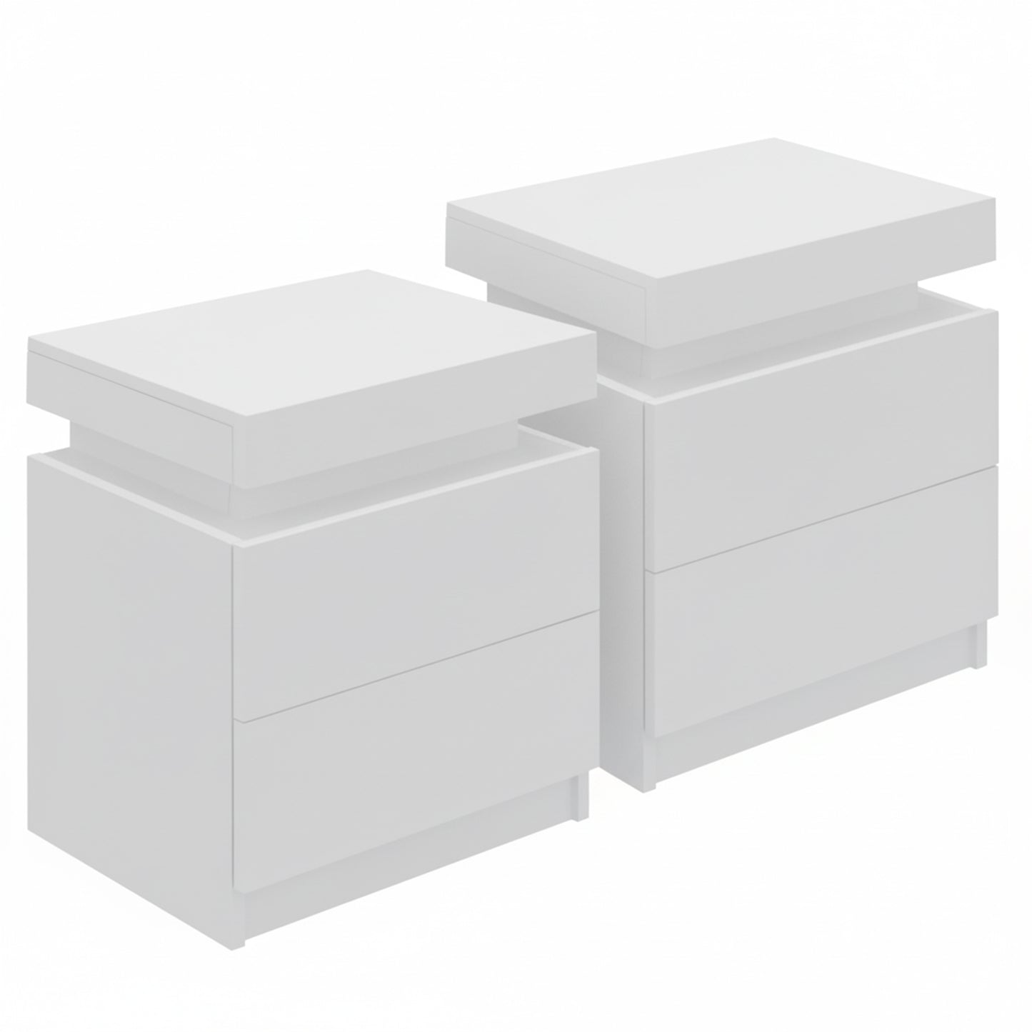 Set of 2 Laval Bedside Tables Lift-up Storage with 2 Drawers - White