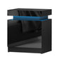 Levis LED High Gloss Bedside Tables Side Table RGB LED High Gloss Nightstand - Black