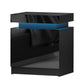 Set of 2 Levis Bedside Tables LED Lift-up Storage with 2 Drawers - Black