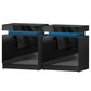 Set of 2 Levis Bedside Tables LED Lift-up Storage with 2 Drawers - Black