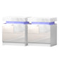Set of 2 Levis Bedside Tables LED Lift-up Storage with 2 Drawers - White