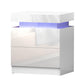 Set of 2 Levis Bedside Tables LED Lift-up Storage with 2 Drawers - White